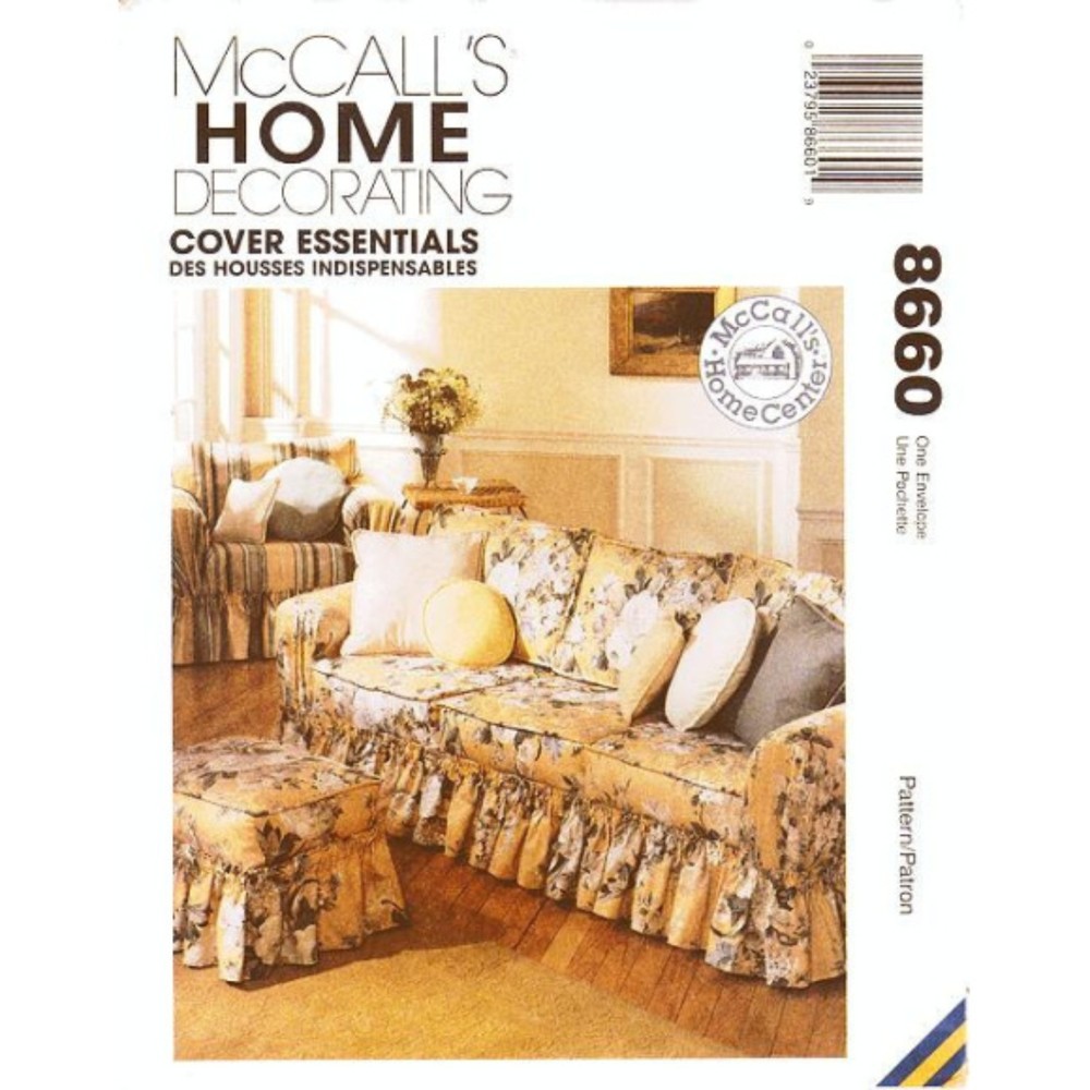 McCall's 8660 Home Decorating Living Room Slip Covers Couch, Chair, Ottoman